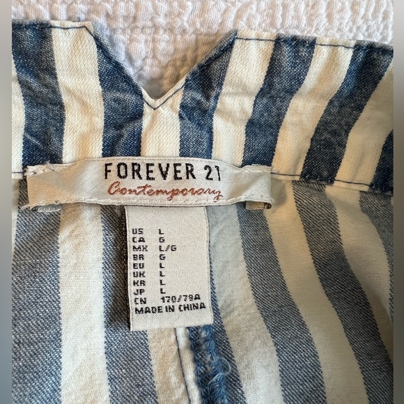 Blue and White Button-Down Midi Skirt - Picture 6 of 8